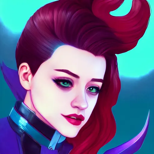 Prompt: a portrait of Lili Reinhart Batgirl red hair, art by lois van baarle and loish and ross tran and rossdraws and sam yang and samdoesarts and artgerm, digital art, highly detailed, intricate, sharp focus, Trending on Artstation HQ, deviantart, unreal engine 5, 4K UHD image