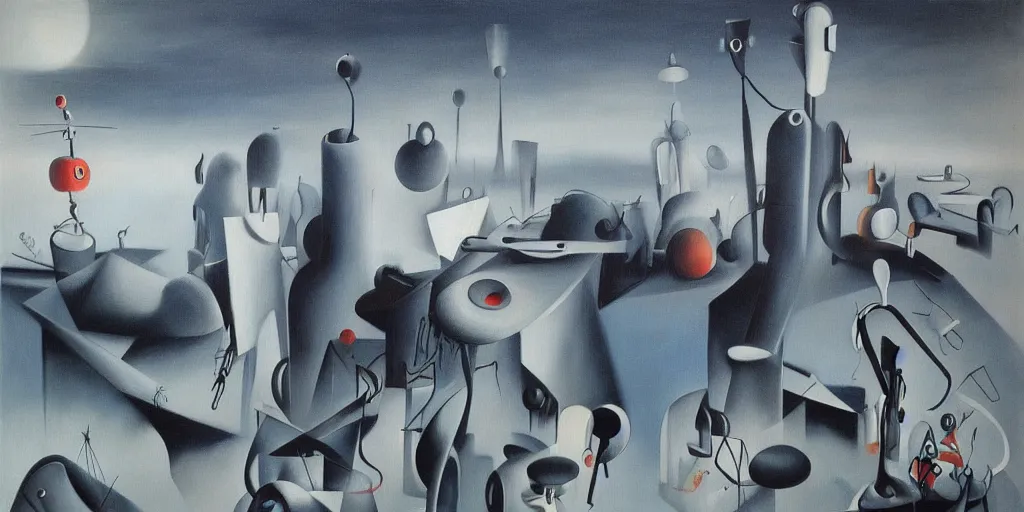 Image similar to a beautiful painting of robot by yves tanguy, trending on artstation