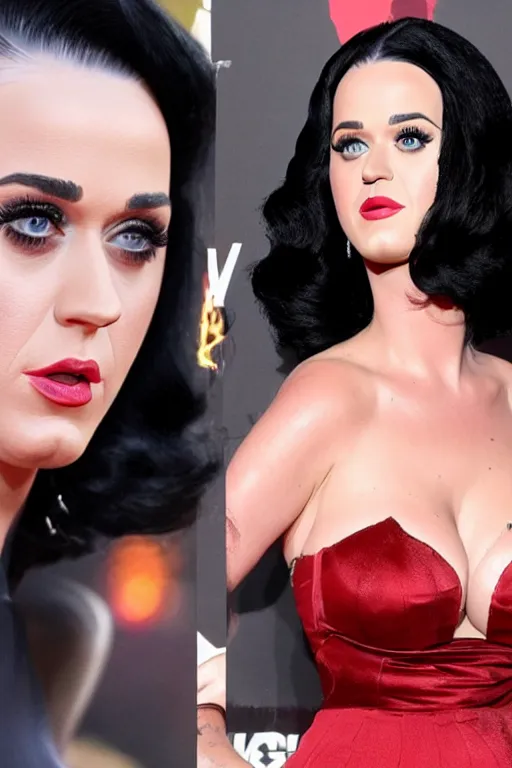 Prompt: katy perry pregnant as black widow in the avengers, portrait realistic photograph, very detailed face