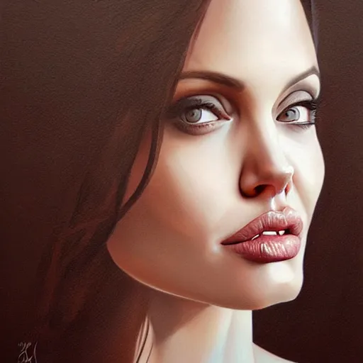 Prompt: portrait of angelina jolie by charlie bowater