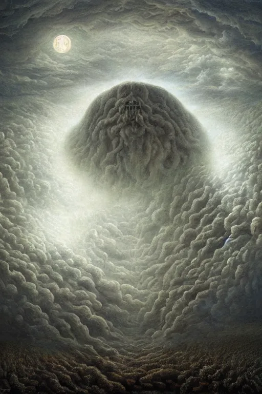 Image similar to Intricate stunning highly detailed HammerFall at Teatre-Museu Dalí, digital painting by agostino arrivabene and Vladimir Kush, surreal, ultra realistic, Horror vacui, dramatic lighting, full moon, thick black swirling smoke tornado, burning fire embers, artstation