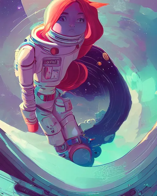 Image similar to wide shoot portrait of ethereal cosmonaut lie relaxed on a crescent moon between the stars and the planets in outer space, cosmonaut post grunge concept art,high detail,4k, trending on artstation by josan gonzalez, Yoshitaka Amano and tyler edlin