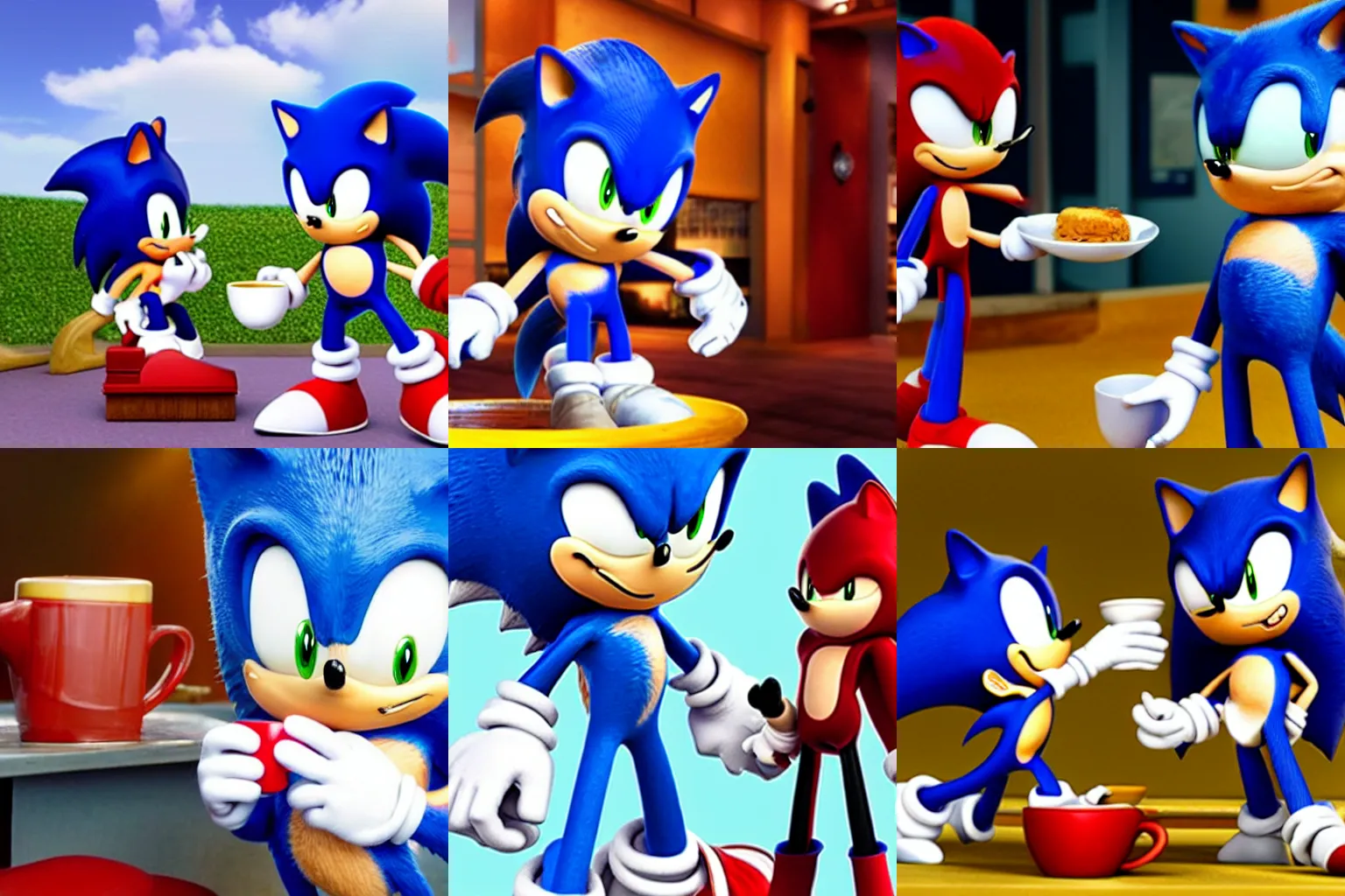 Prompt: Movie sonic having tea with Amy. #4k #studiolighting