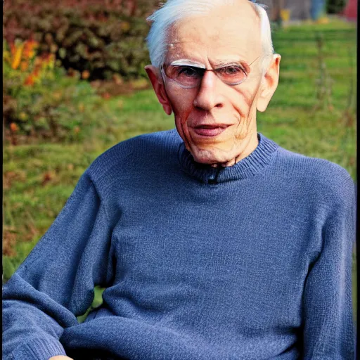 Image similar to A photograph of old Jerma985 in his eighties who looks like Jerma985 wearing a sweater in the 2010s, Jerma985, looks like Jerma985, taken in the late 2010s, taken on a 2010s Camera, realistic, hyperrealistic, very realistic, highly detailed, very detailed, extremely detailed, detailed, digital art, trending on artstation, headshot and bodyshot