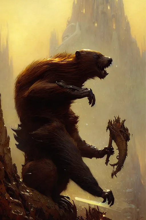 Image similar to beaver beast by gaston bussiere, bayard wu, greg rutkowski, giger, maxim verehin