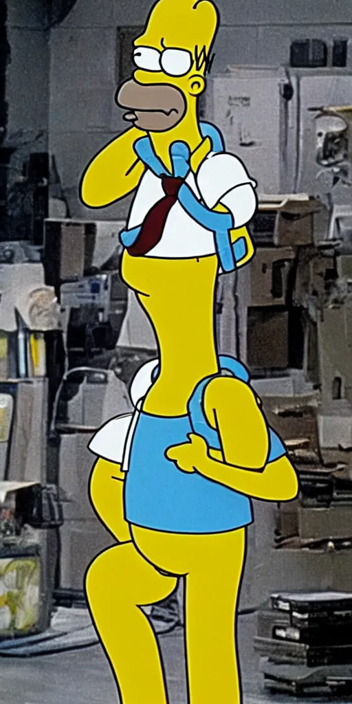 Image similar to homer simpson in the movie the terminator 1 9 8 4