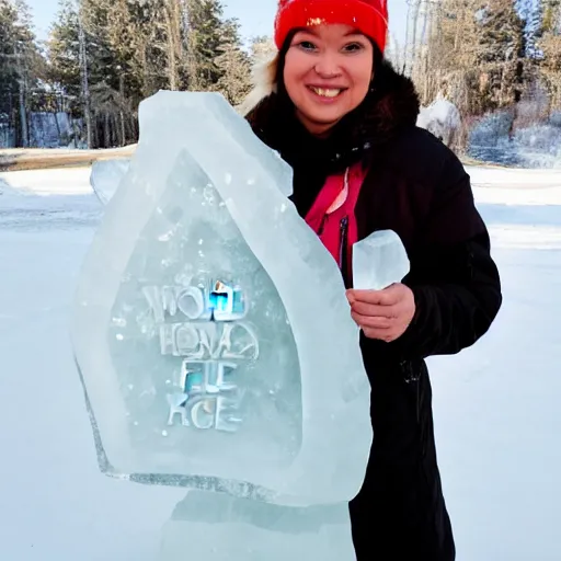 Image similar to world famous ice carving of a beautiful woman