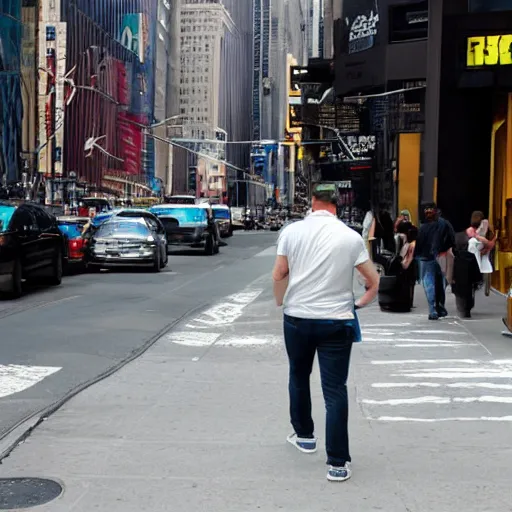 Prompt: man walking in new york