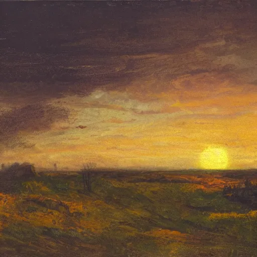 Prompt: a sad landscape with a sunset