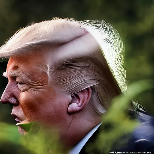 Image similar to national geographic professional photo of donald trump in the wild, award winning