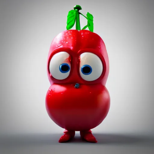 Image similar to a talking tomato character, 3 d render, big eyes