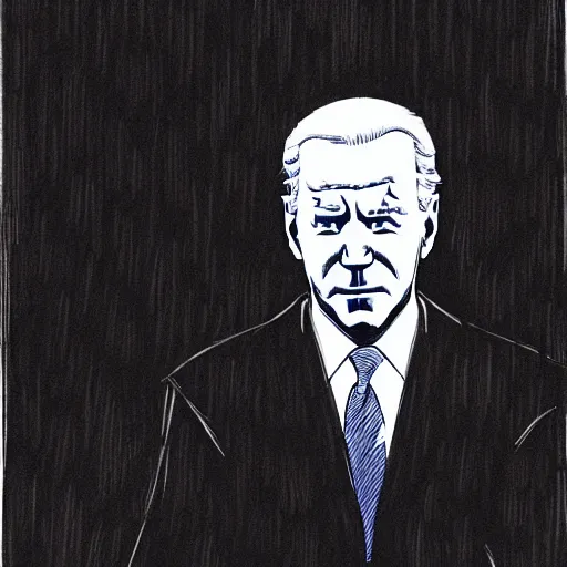 Image similar to Joe Biden looking sinister, by Tsutomu Nihei, highly detailed