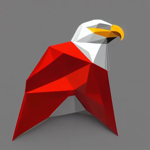 Image similar to low poly, vector, white eagle icon, in a book, red background, cgsociety, artstation, octane render