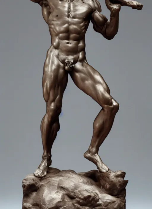 Image similar to Michelangelo's statue of young Arnold Schwarzenegger, highly detailed, 8k