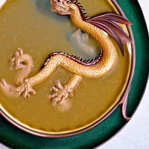 Image similar to dragon swimming on a plate of soup