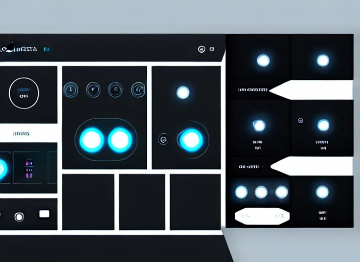 Image similar to a futuristic interface ui hud, 8 k, sliders, switches, horizontal, sleek black and white