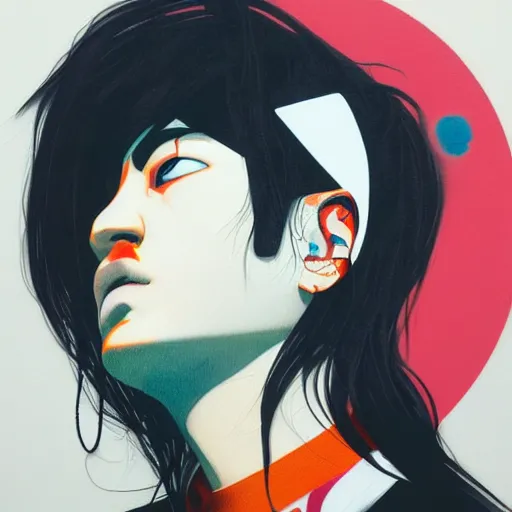 Image similar to Joji profile picture by Fujita, Goro, asymmetrical, dark vibes, Organic Painting , Matte Painting, geometric shapes, easy edges, graffiti, street art:2 by Sachin Teng:4