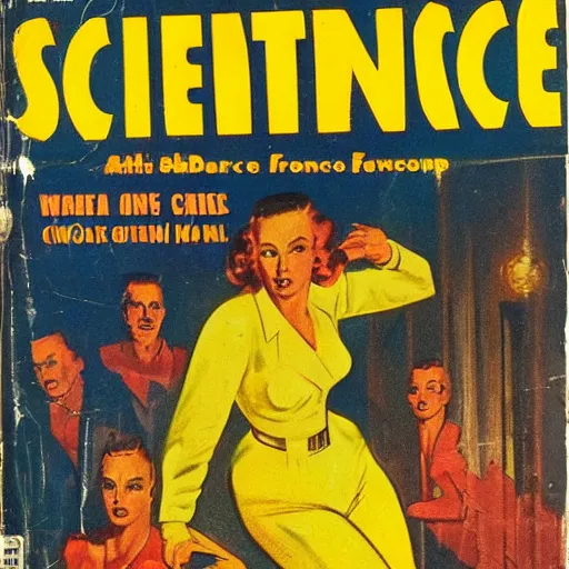 Prompt: cover art from a pulp science fiction magazine from 1 9 4 7