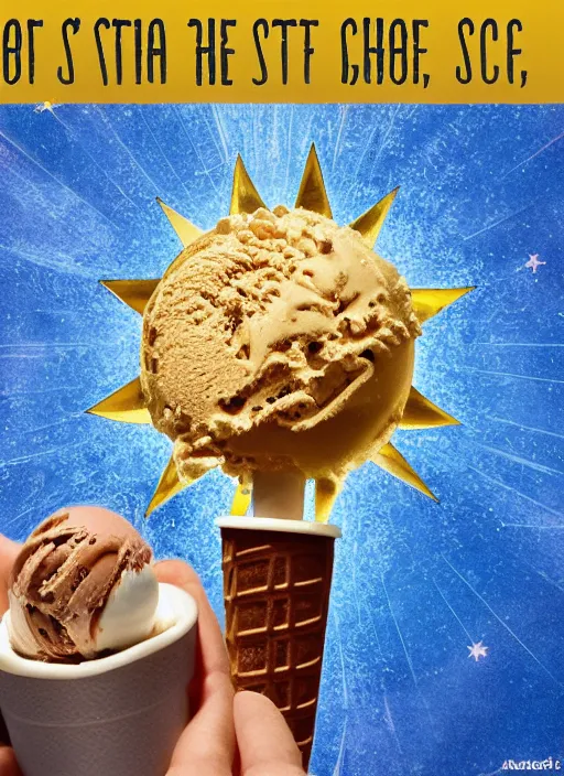 Prompt: a big star that's the opposite of the sun, ice cream