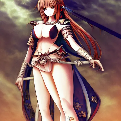 Prompt: a beautiful anime girl knight medieval, epic, full view, sachucci 9 5