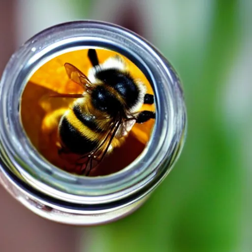 Prompt: a bee in a jar