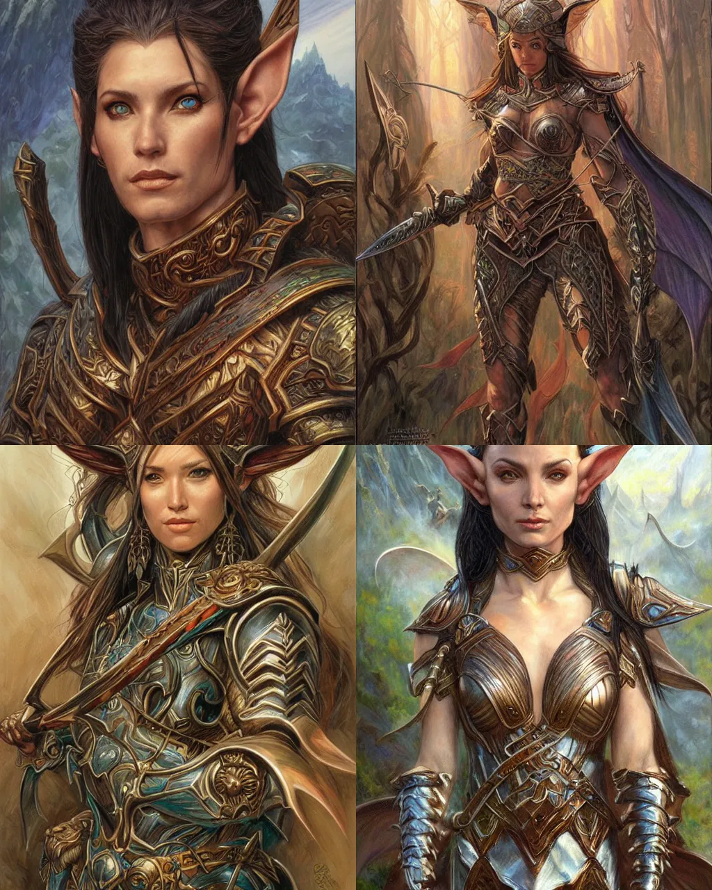 Prompt: portrait of a stunning elf warrior, donato giancola and artgerm