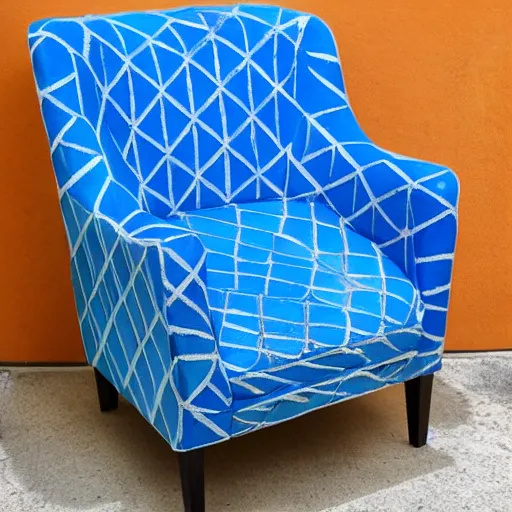 Prompt: a blue hexagonal armchair