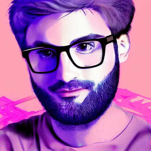 Prompt: michael stevens portrait, vaporwave, digital art