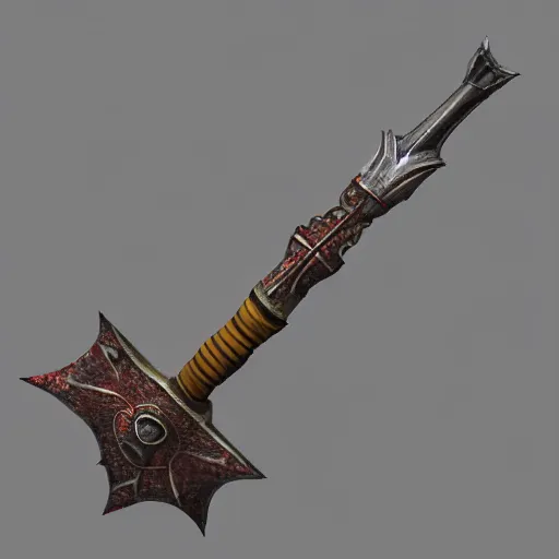 Image similar to Polearm, glaive, 3D render, fantasy weapon