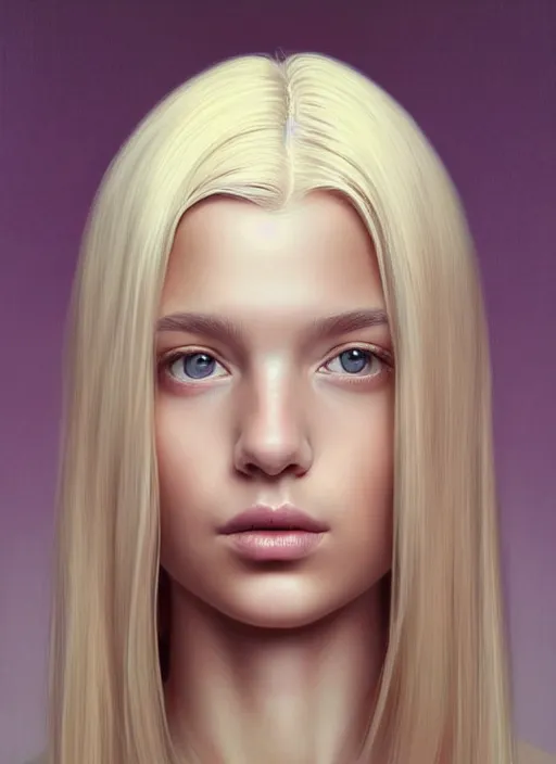 Image similar to symmetry!! portrait of young woman blessed with ever - increasing physical and mental perfection, slice - of - life, realism, blonde hair, perfect face!! intricate, elegant, highly detailed, vision of holy perfection!! digital painting, artstation, concept art, smooth, sharp focus, illustration, humanity, art by artgerm and greg rutkowski and alphonse mucha