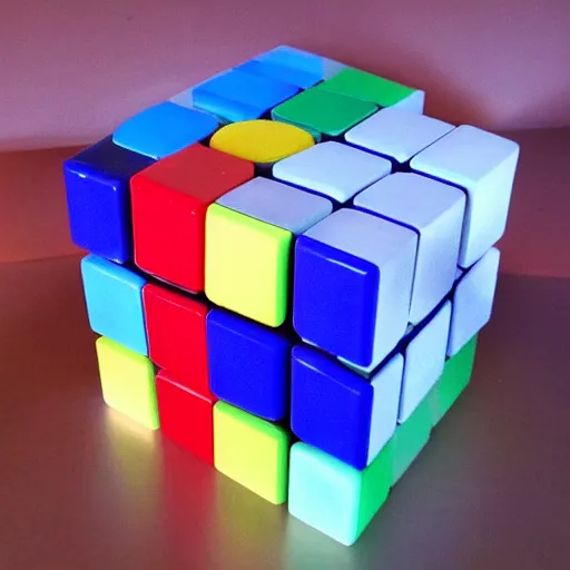 Image similar to a large block of ice with a rubiks cube inside it