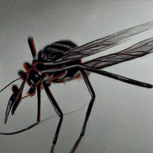 Prompt: realistic painting of mosquito trending on art station highly detailed