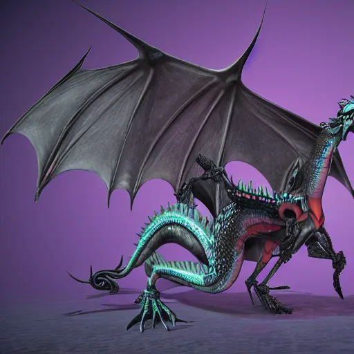 Prompt: Dragon Creepy cosmic color scheme Skeleton Unreal Engine