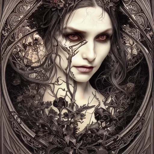 Image similar to a photograpic of death, gothic, fantasy, intricate, elegant, highly detailed, digital painting, artstation, concept art, smooth, sharp focus, illustration, art by artgerm and H R Giger and alphonse mucha