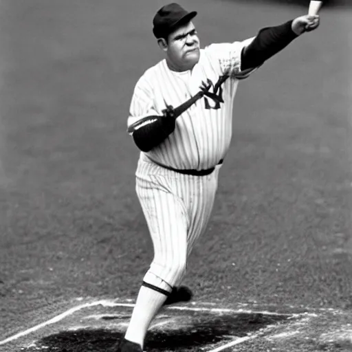 Image similar to babe ruth at bat, playing for 2012 new york yankees on a 4k tv broadcast