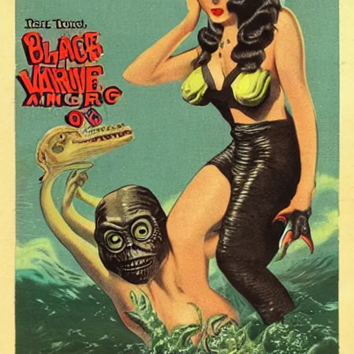 Image similar to vintage pulp art creature from The black lagoon