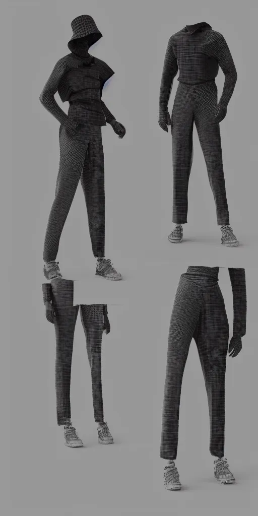 Image similar to balenciaga outfit design, 3d render, highly detailed