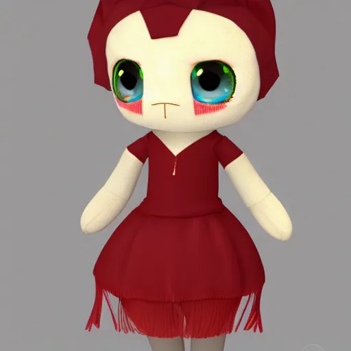 Prompt: cute fumo plush of flapper girl, stylish, npr brdf, vray