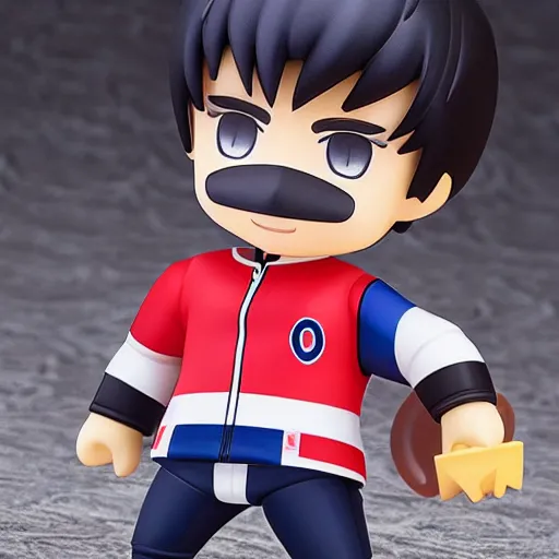 Image similar to high quality portrait flat matte painting of cute Carey Price in the style of nendoroid and manga NARUTO, flat anime style, thick painting, medium close-up