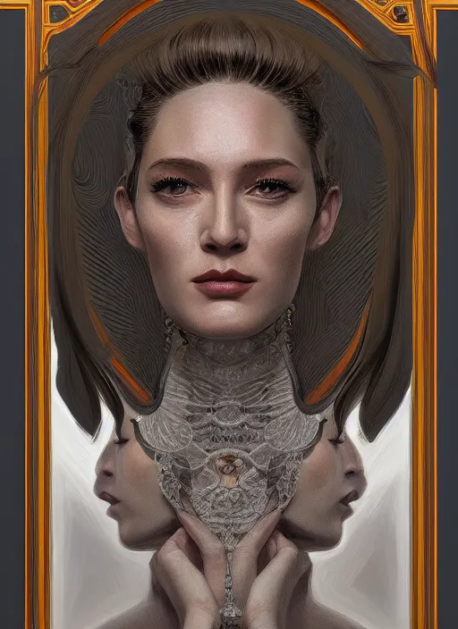 Image similar to portrait of david lynch symmetry!! machine parts embedded into face, intricate, elegant, highly detailed, digital painting, artstation, concept art, smooth, sharp focus, illustration, art by artgerm and greg rutkowski and alphonse mucha, 8 k