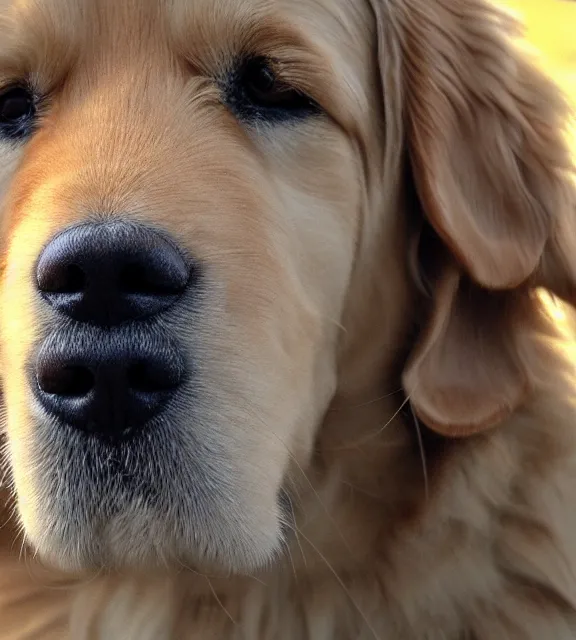 Image similar to a 4 k photorealistic photo medium shot of a golden retriever..