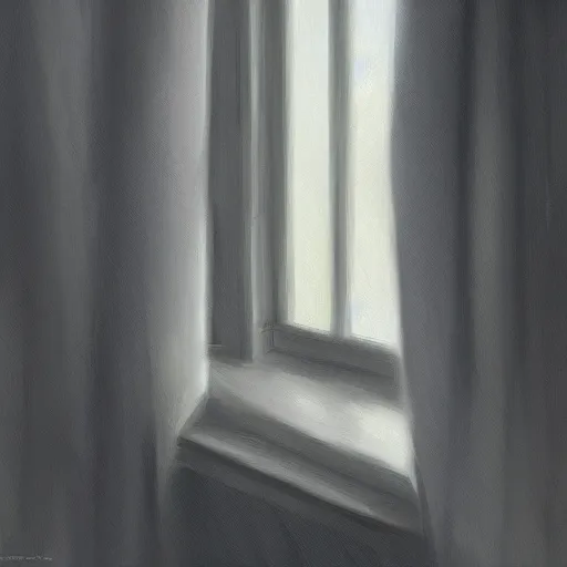 Prompt: grey peace and happy morning in window, digital painting, ultradetailed, artstation, oil painting, ultradetailed, artstation