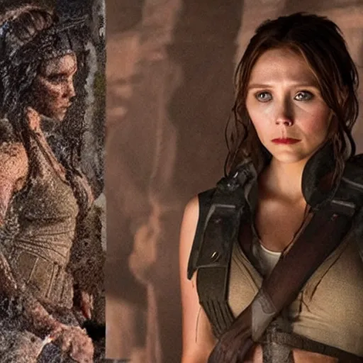 Image similar to Elizabeth Olsen as Tomb Raider