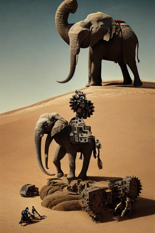 Image similar to 🐘 as 🐋 as 🤖 as 👽 as 🐳, desert photography, by greg rutkowski, by edgar maxence