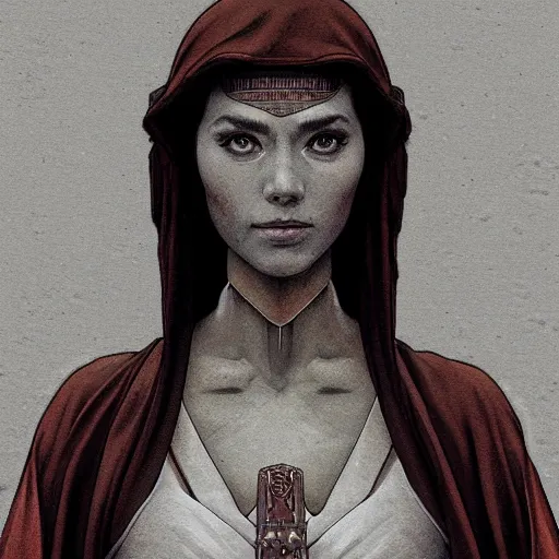 Image similar to germanic female, jedi master, wearing the traditional jedi robe, beautiful and uniquely odd looking, detailed symmetrical close up portrait, intricate complexity, in the style of artgerm and ilya kuvshinov, magic the gathering, star wars art