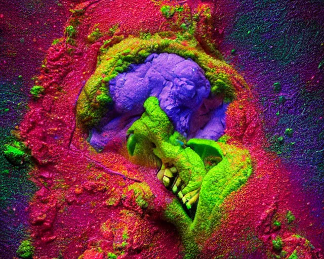 insides of a human head explode outward as a huge mass Stable