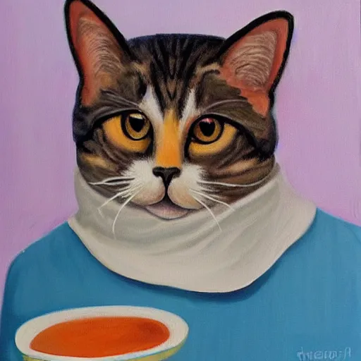 Image similar to painting of babushka cat