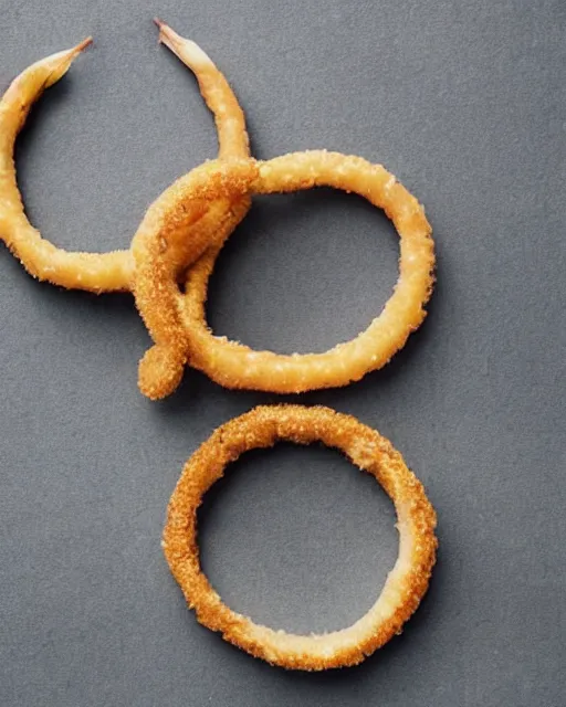 Prompt: An onion ring figure of eight, infinite, 8, Shape of the number 8