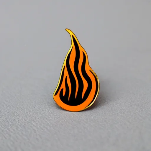 Image similar to minimalistic enamel pin of fire flame, retro design