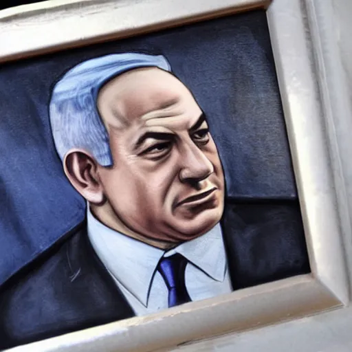 Image similar to a portrait of benjamin netanyahu wearing batman's mask